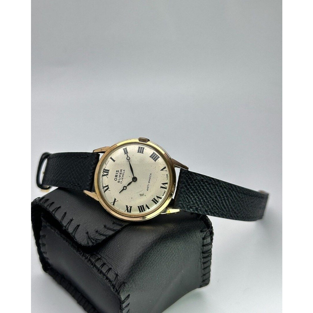 SOLD 34mm 1950s Gold Plated Oris Super 17 Jewels Anti Shock Manual Winding E S Watches